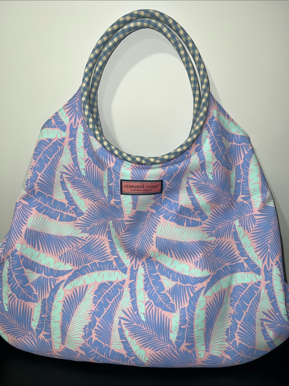 Vineyard Vines Pastel Palm Print BEACH Tote Bag - Pink & Blue